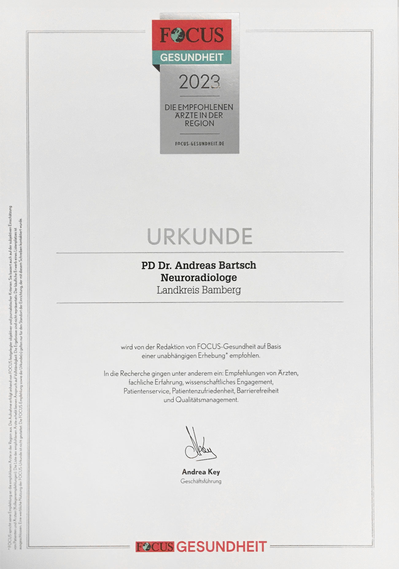 FOKUS Empfehlung Dr. Bartsch